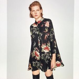 Zara Dress Premium Denim Collection Floral